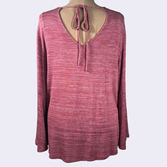LOFT Heathered Pink Bell Sleeve Blouse - Picture 5 of 9